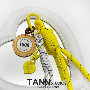 小众设计感筹码miu风钥匙扣编织绳包挂件多用创意个性包挂饰情侣