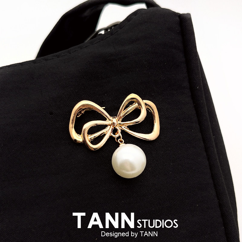 TANN珍珠胸针花精致防走光口袖扣别针固定衣服收领口胸花