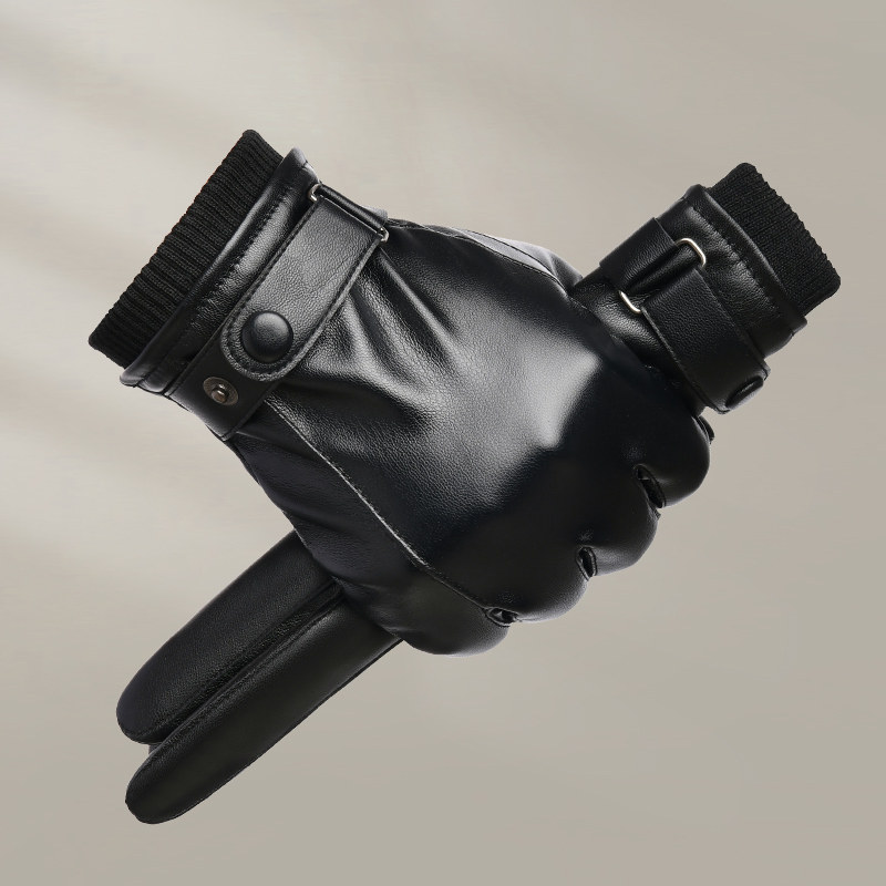 皮手套男士冬季加绒保暖加厚骑行开车防风防寒冬天摩托车触屏H