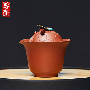 旅行功夫茶具套装 宜兴紫砂快客杯一壶二杯户外手抓泡茶杯便携包式