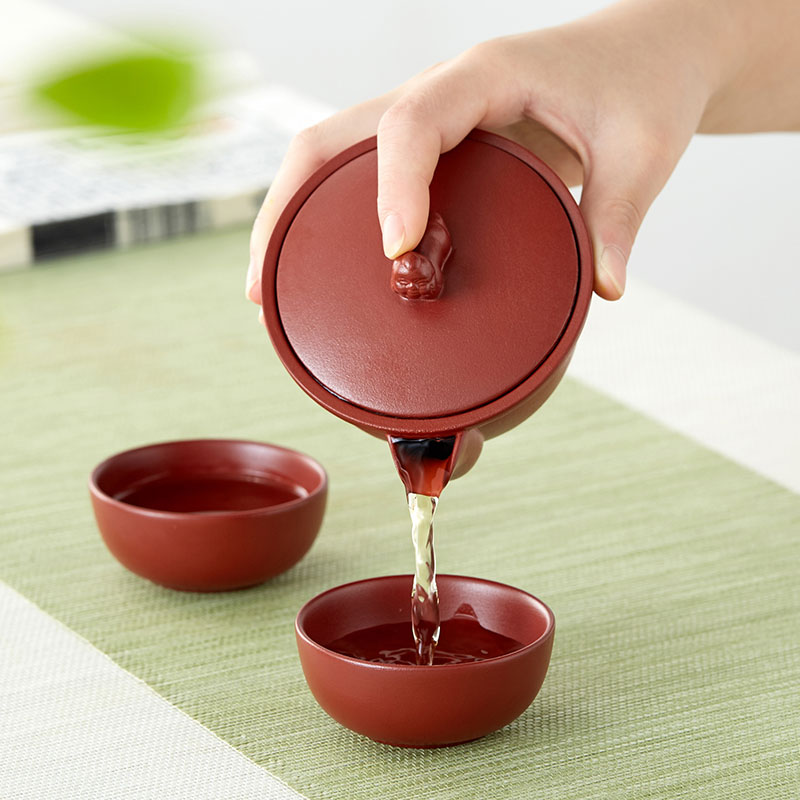 尊壶宜兴紫砂快客杯一壶二杯便携旅行功夫茶具套装家用泡茶杯盖碗