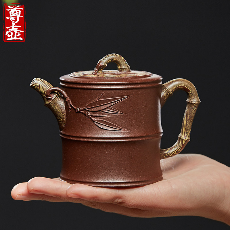 尊壶宜兴高竹节紫砂壶纯全手工原矿绞泥茶壶名家正宗家用正品茶具