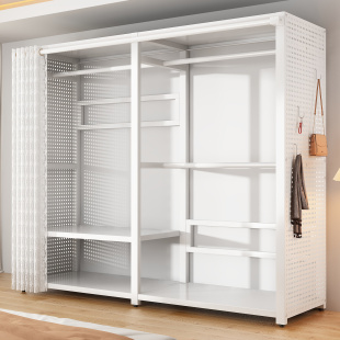 全金属洞洞板衣帽架落地开放式 衣橱挂衣架子家用卧室现代简约衣柜