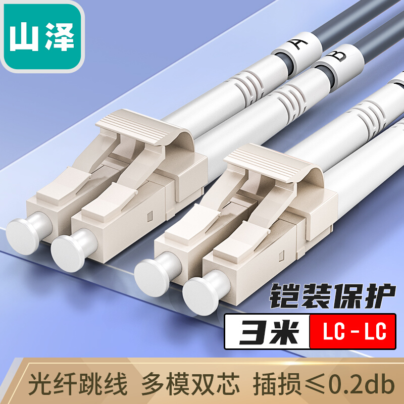 铠装光纤跳线OM4多模双芯山泽