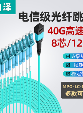 山泽光纤跳线MPO-MPO/LC8芯12芯3米5米10米15米OM3万兆多模40G光模块用光纤线 G3-PP803 G3-PP805  G3-PP810