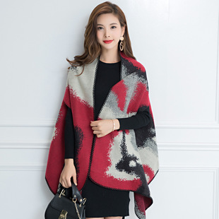 披肩围巾两用女秋冬天长款超大春秋加厚保暖冬季百搭披风斗篷外套