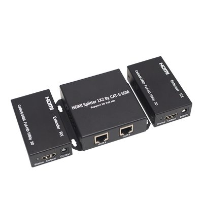 电脑播放器HDMI延长器1分2信号转rj45网络一拖二4KHDMI网线分配器