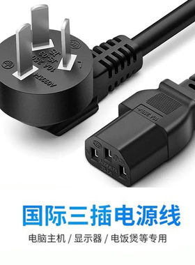 电源线家用电器电脑显示器打印机电饭锅煲水壶三孔纯铜电源线长线