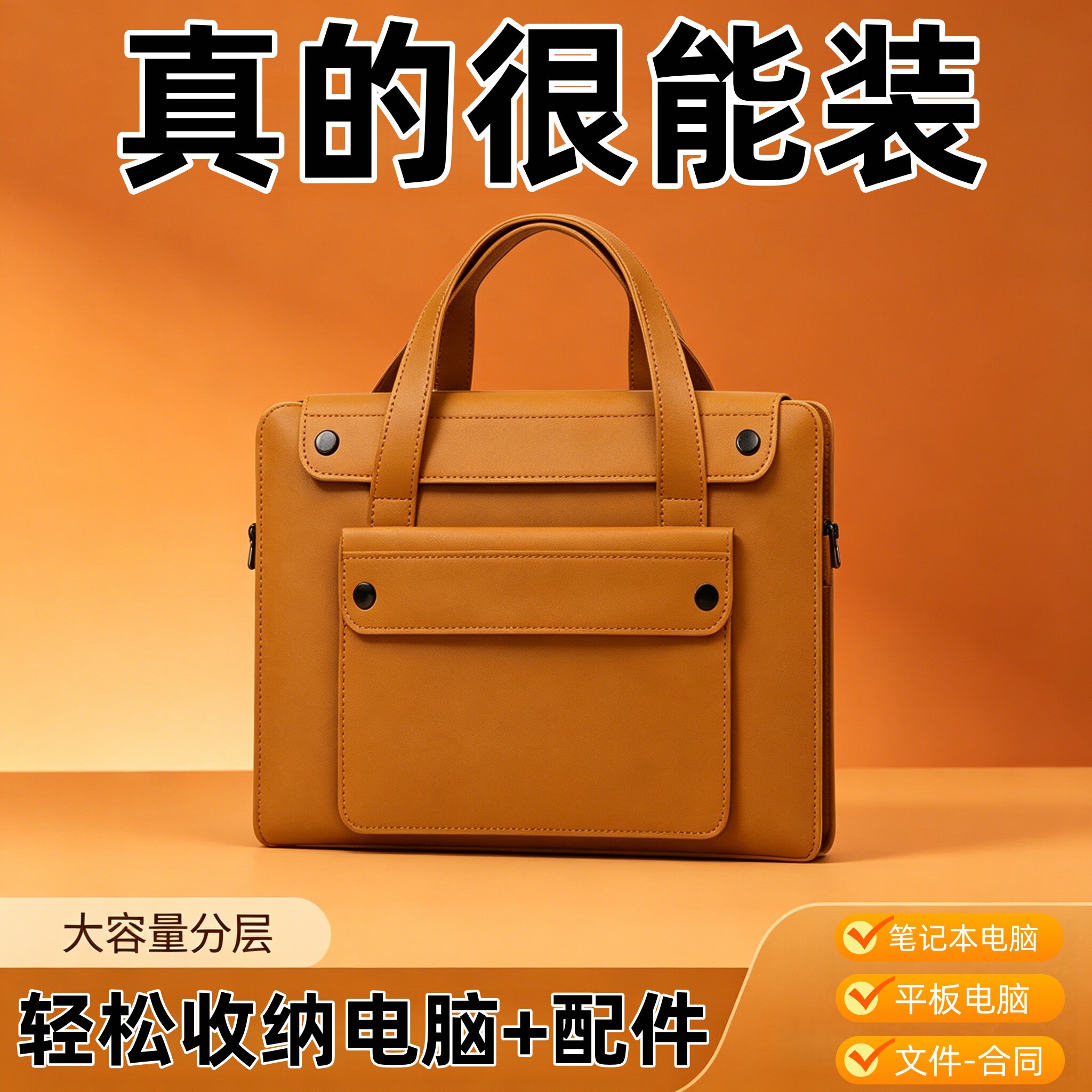 防水耐磨皮革大容量电脑手提包