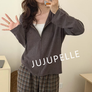 韩系连帽开衫~软糯百搭拉链2026秋季新款宽松针织衫套头女款长袖