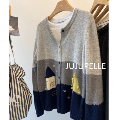 高级感慵懒风童话小屋！秋冬新款百搭开衫女款宽松针织衫外套毛衣