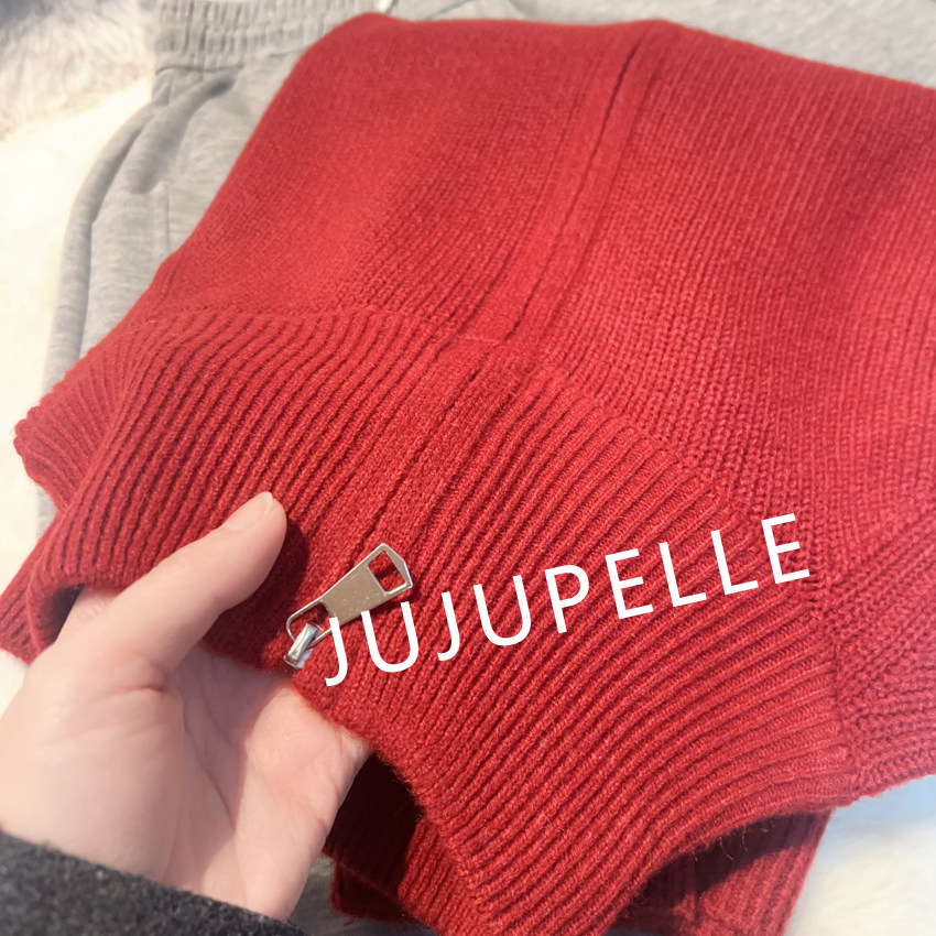 纯色拉链衫~加厚保暖立领毛衣秋冬新款洋气显瘦针织开衫长袖女装