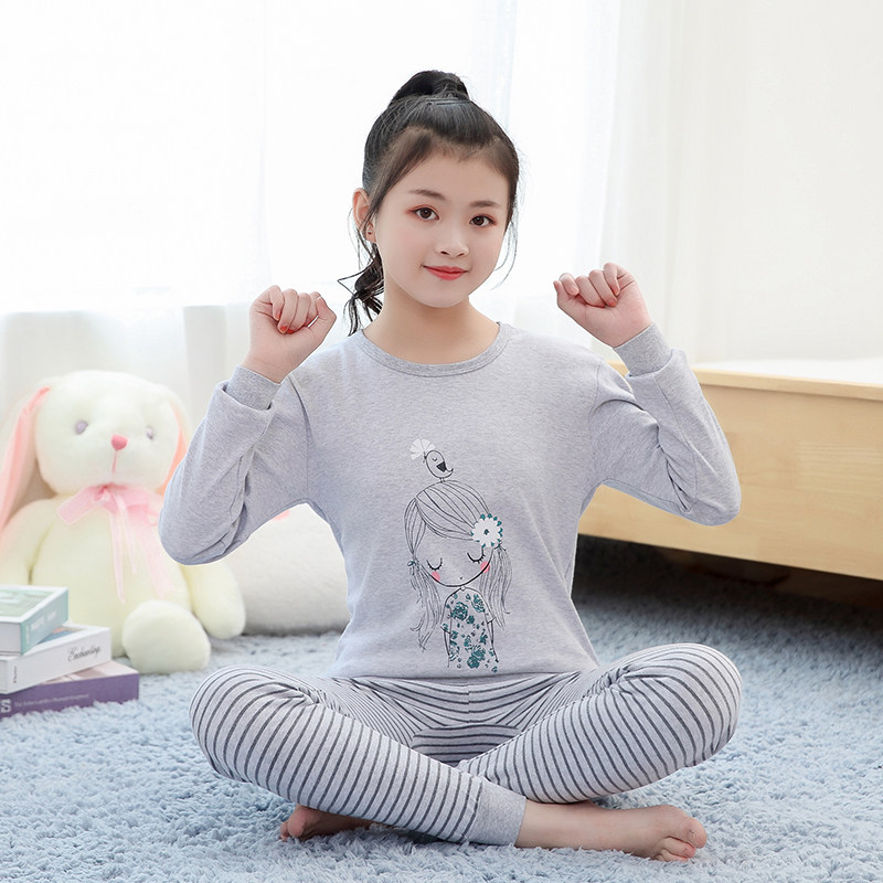 女童保暖内衣纯棉学生初中12岁儿童毛衫少女孩秋衣秋裤套装中大童