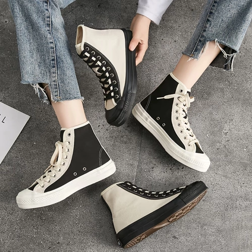 Мужские высокие тканевые кроссовки, высокая японская черная обувь для отдыха, 2023