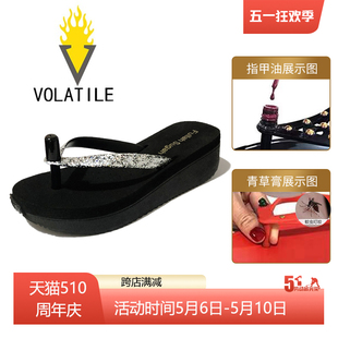 夹脚坡跟松糕厚底 银黑亮片外穿女时尚 Sugah夏新品 VOLATILEFullah