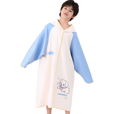 儿童开襟卡通浴袍全包裹