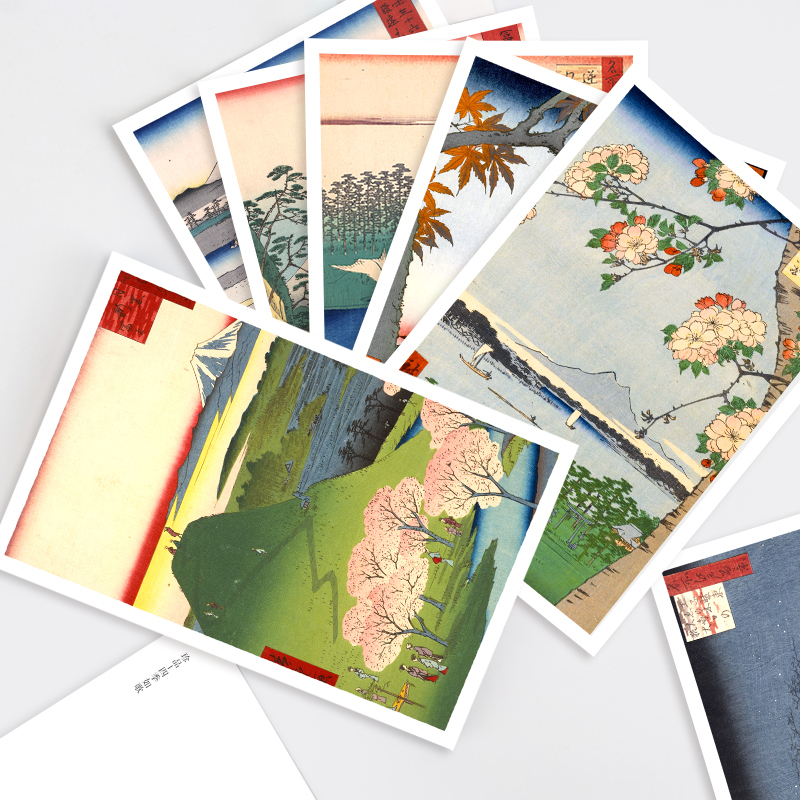 创意明信片 经典浮世绘 四季如歌 风景艺术贺卡 生日节日文艺礼品 装饰画 艺术博物馆 插画集鉴赏