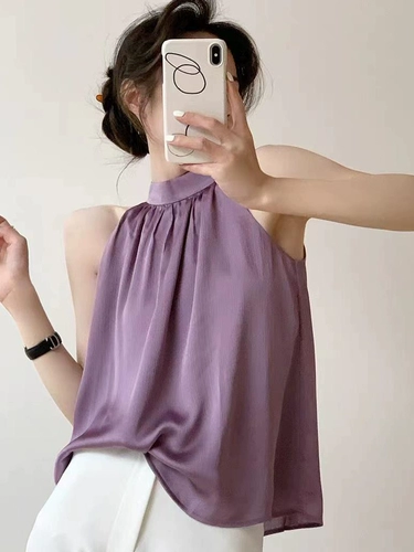 Черная летняя майка топ, костюм, шифоновая футболка без рукавов