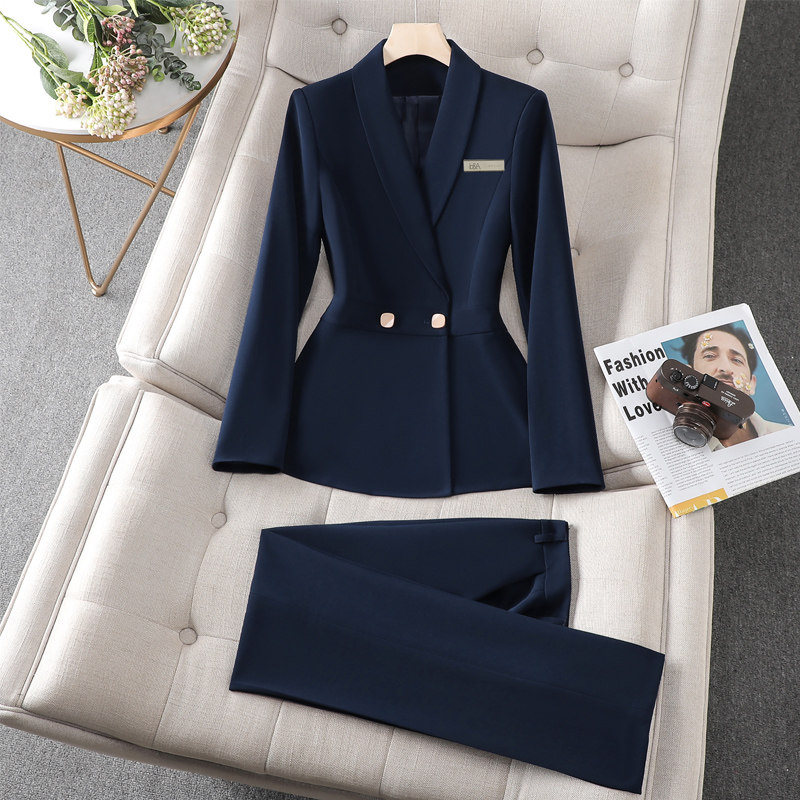 西装外套女春秋季2026西服美容师店长工装酒店前台工作服职业套装