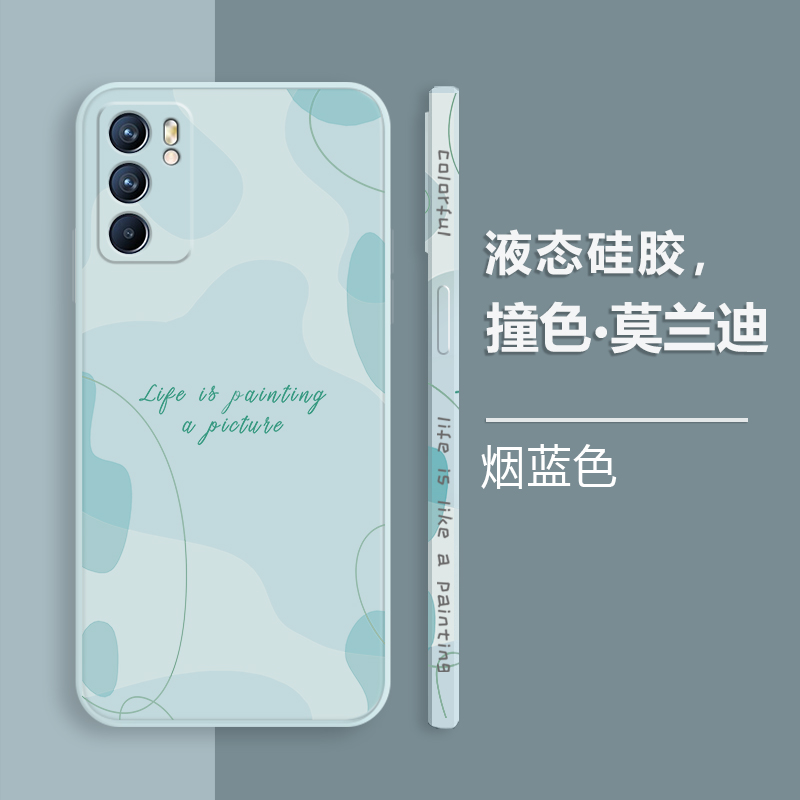 opporeno6手机壳液态硅胶opporeno6pro潮牌男女款新款简约个性创意侧边图案oppo reno6网红款防摔保护套 3C数码配件 手机保护套/壳 原图主图