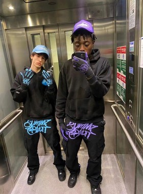 Minustwo cargos欧美y2k印花拼接工装裤男高街长裤ins超火百搭af1