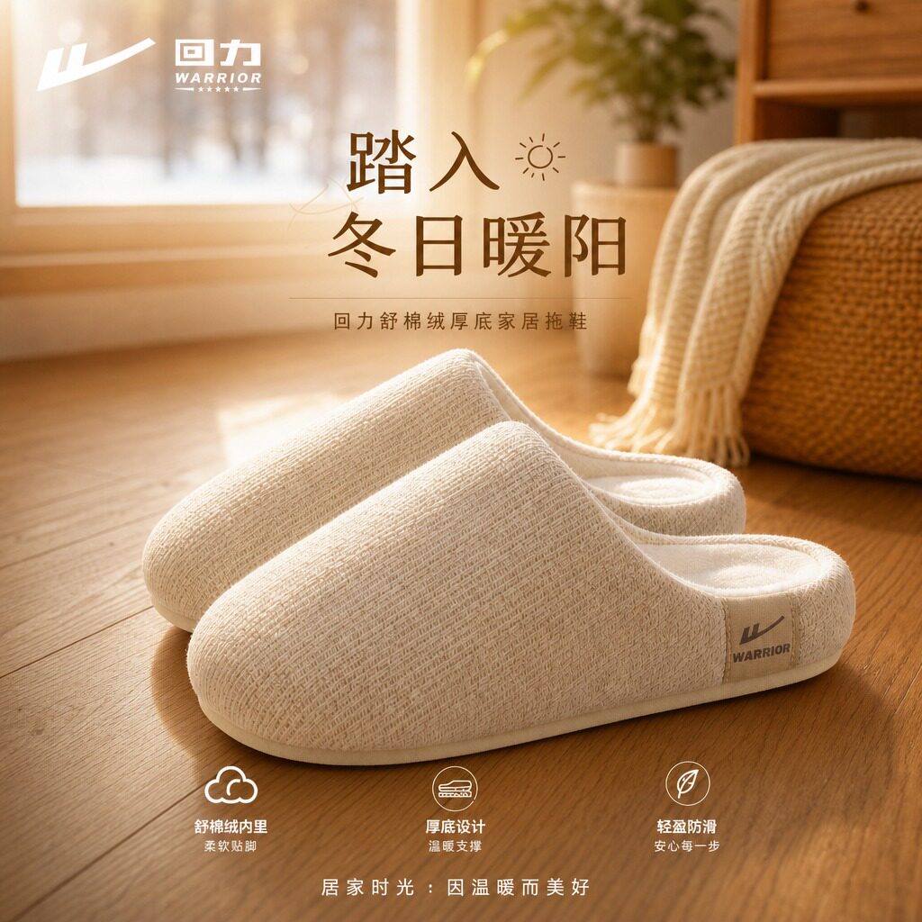 回力厚底棉拖鞋女2026新款室内图片