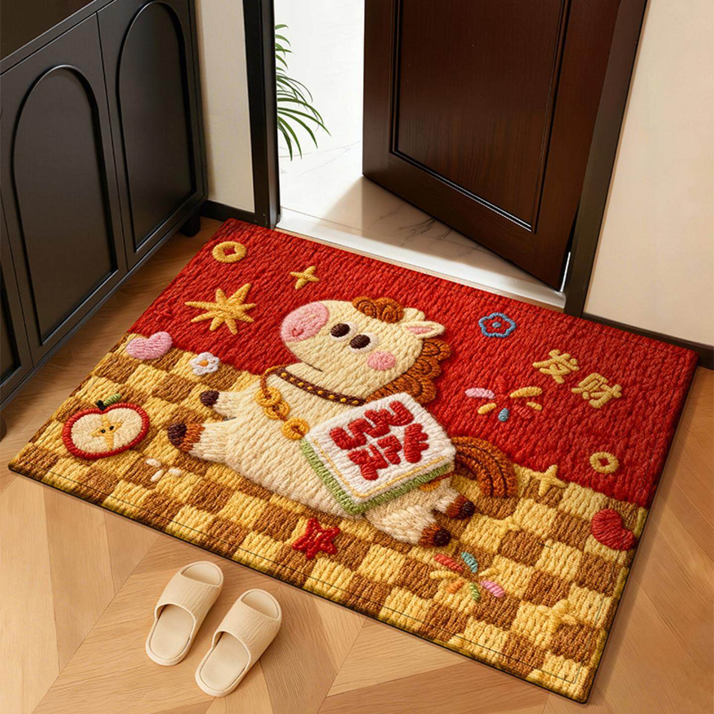 德国马年红色卡通入户门地垫家用进门门口防滑垫脚垫子玄关地毯子,居家布艺,入户地垫,淘宝优惠券,粉丝福利购,淘宝优惠卷