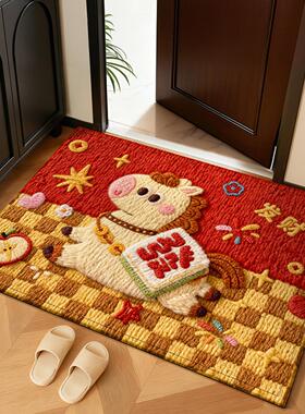 德国马年红色卡通入户门地垫家用进门门口防滑垫脚垫子玄关地毯子