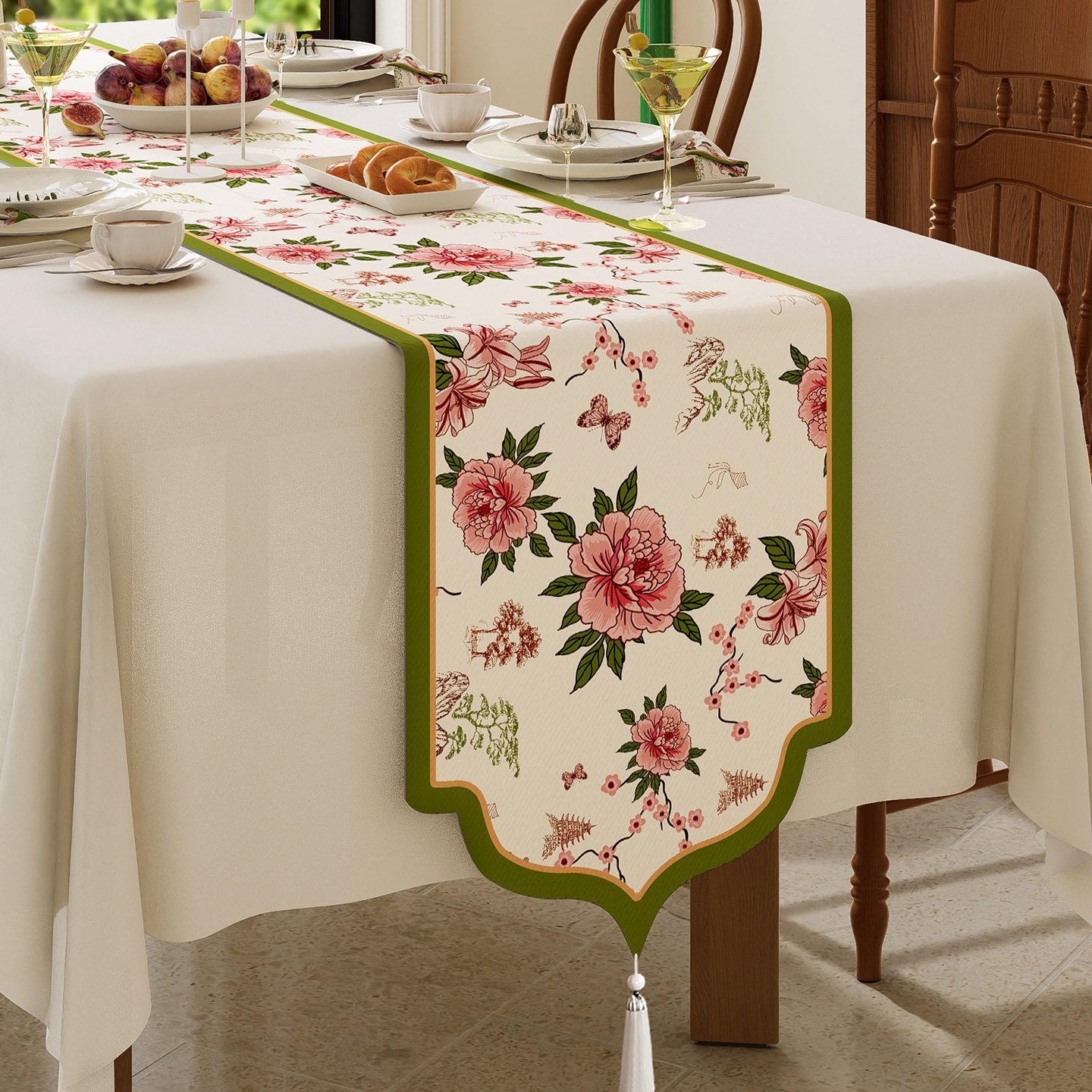 德国桌旗美式高级感复古餐桌旗布轻奢高端长条桌布鞋柜电视柜斗柜