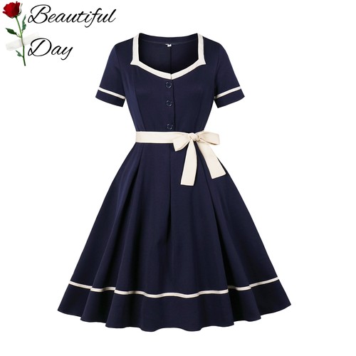 欧美复古大码女装优雅收腰法式短袖方领度假表演派对大摆连衣裙