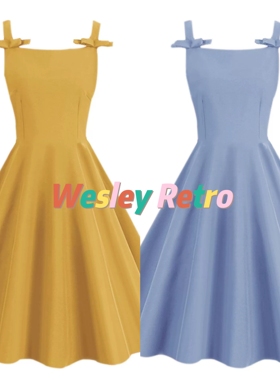 法式复古气质温柔显瘦仙气女装纯色通勤中长飘逸无袖大摆连衣裙夏