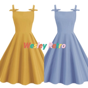 法式复古气质温柔显瘦仙气女装纯色通勤中长飘逸无袖大摆连衣裙夏