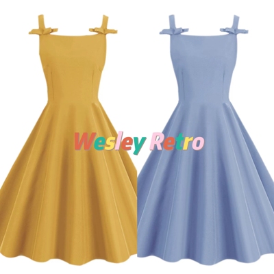 法式复古气质温柔显瘦仙气女装纯色通勤中长飘逸无袖大摆连衣裙夏