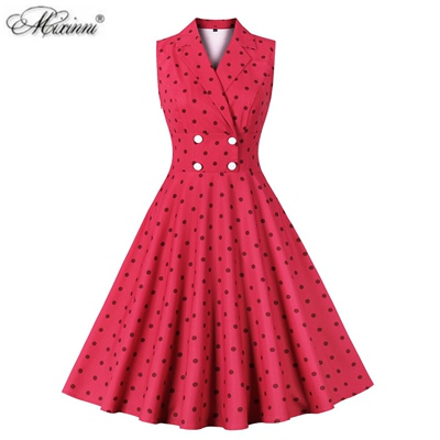 法式复古无袖气质优雅淑女波点港风减龄显瘦洋气大摆收腰连衣裙夏