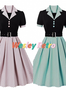 法式优雅Vintage小众复古年代感气质显瘦中长女装收腰大摆连衣裙