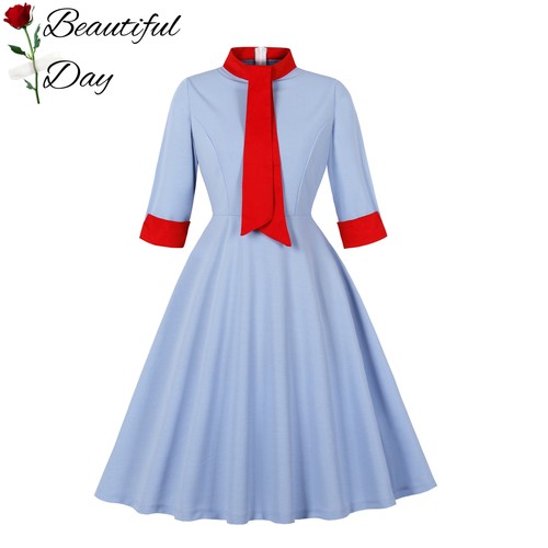 赫本风复古气质纯色显瘦法式年代感七分袖女装舞蹈表演派对连衣裙