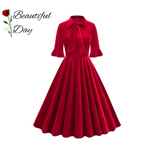 法式复古秋季礼服赫本风气质金丝绒中袖女装港风显瘦大摆连衣裙