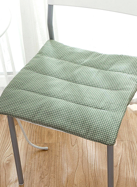 清新田园绿色格子坐垫薄款餐椅垫子防滑办公室学生座屁垫四季透气