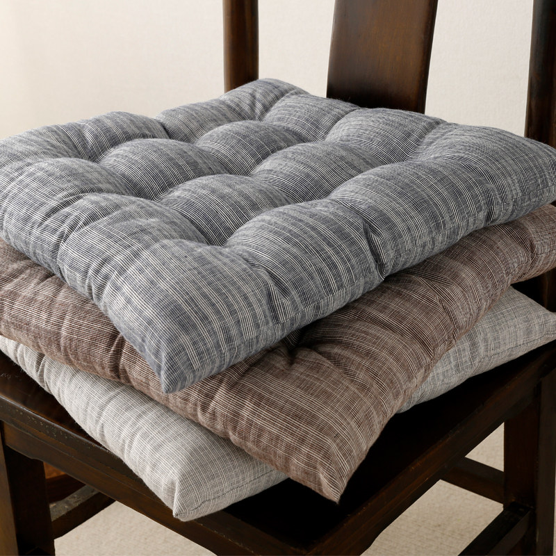 日式简约加厚坐垫椅垫中式棉麻办公室上班久坐学生汽车凳座屁垫子