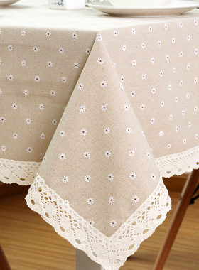 日式系ins棉麻桌布书桌餐桌茶几盖台布学习卧室床头柜小清新雏菊