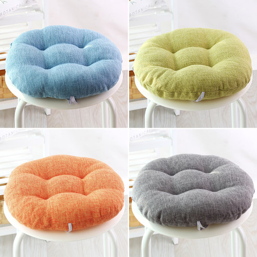 简约亚麻加厚圆形坐垫