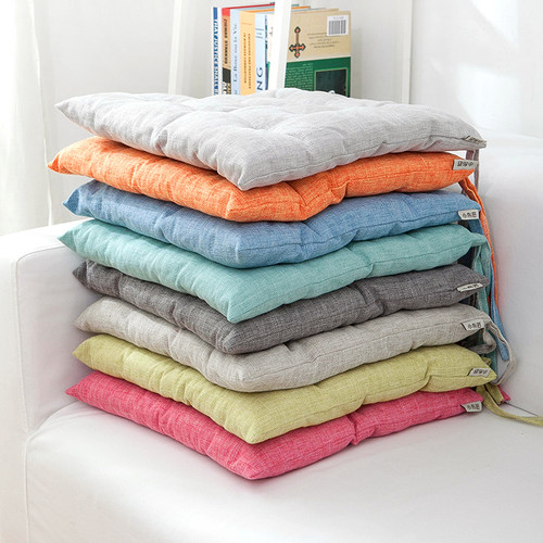 亚麻纯色冬季加厚坐垫