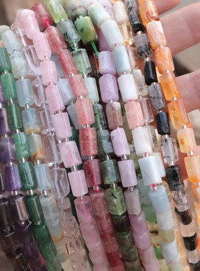 天然水晶半宝石随形切面圆柱隔珠散珠子串条手工饰品diy材料配件