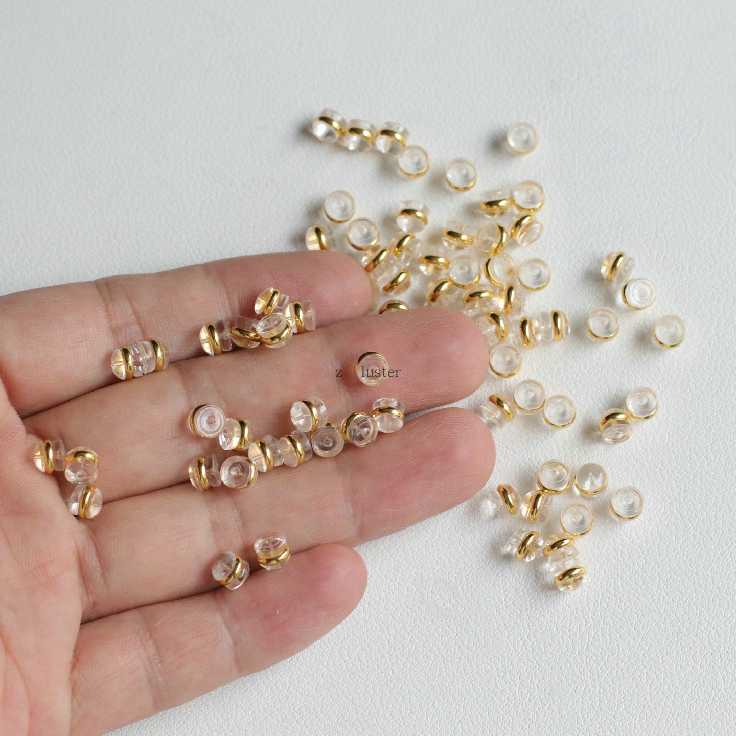 透明铜镀金边汉堡耳堵