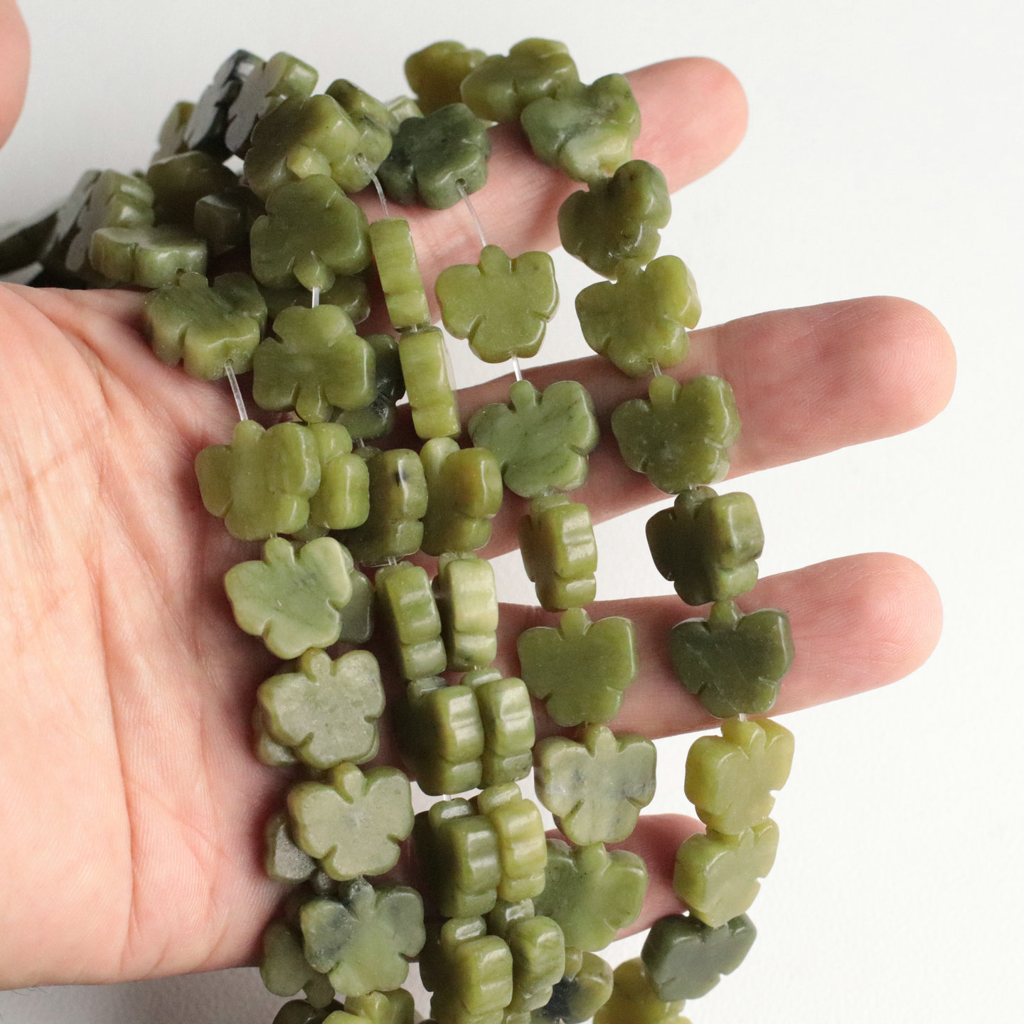 抹茶色13mm双平面直穿孔橄榄石