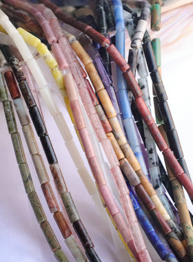 4*13mm小圆管珠天然水晶半宝石圆柱隔珠散珠子 手工饰品diy配件