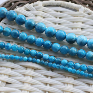 天然水晶4-6-8-10mm拉利玛海磷灰石散珠串条 首饰diy饰品配件配饰