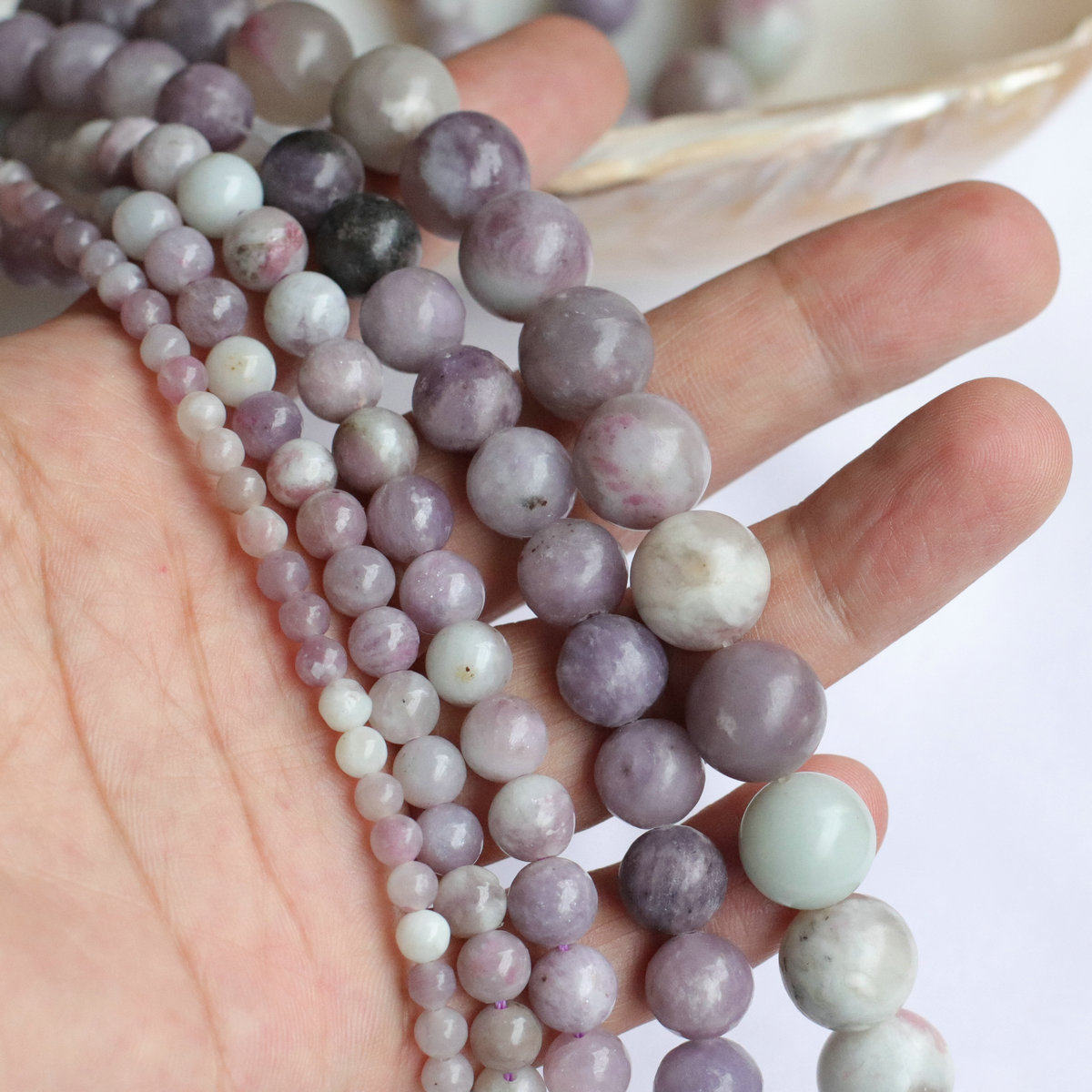 4-6-8-10-12mm天然紫云母紫丁香玉圆珠散珠子 diy饰品配件批发