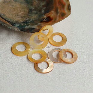 天然贝壳偏心圆环18mm黄蝶贝镂空圆片耳环发簪头饰手工diy配件