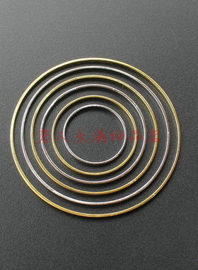 纯铜电镀18k金色/白K 15-20-25-30-35-40mm铜圆圈圆环扁形闭口圈
